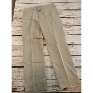 Faconnable Mens Chino Pants Tan Khaki Flat Front Regular Fit Size 35 R